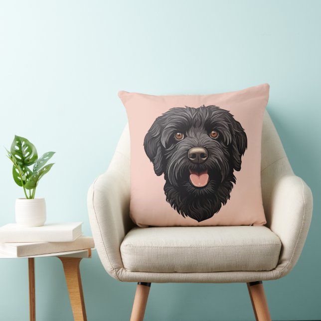Labradoodle Zwarte Hond Kussen (Stoel)