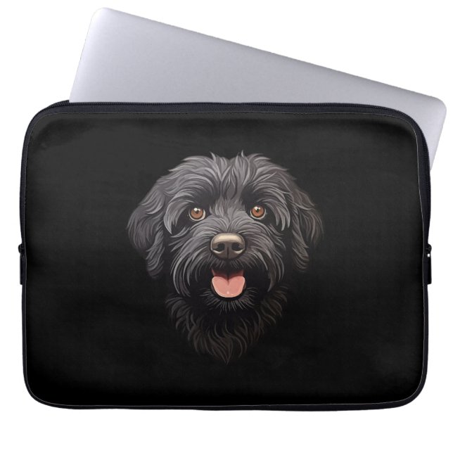 Labradoodle Zwarte Hond Laptop Sleeve (Voorkant)