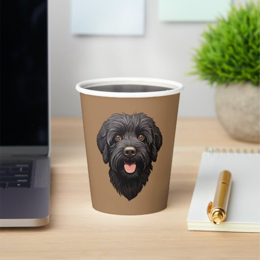 Labradoodle Zwarte Hond Papieren Bekers (Insitu)