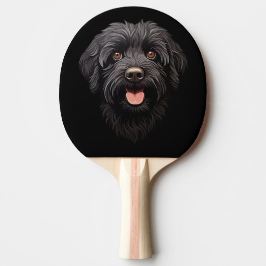 Labradoodle Zwarte Hond Tafeltennisbatje (Voorkant)