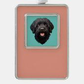 Labradoodle Zwarte Hond Verzilverd Omlijst Ornament (Voorkant)