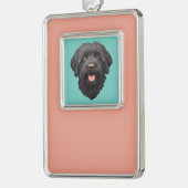 Labradoodle Zwarte Hond Verzilverd Omlijst Ornament (Links)