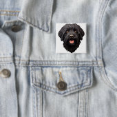 Labradoodle Zwarte Hond Vierkante Button 5,1 Cm (In situ)