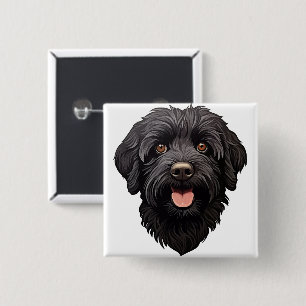 Labradoodle Zwarte Hond Vierkante Button 5,1 Cm