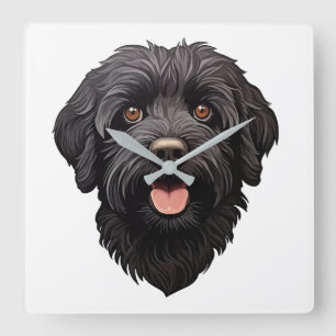 Labradoodle Zwarte Hond Vierkante Klok