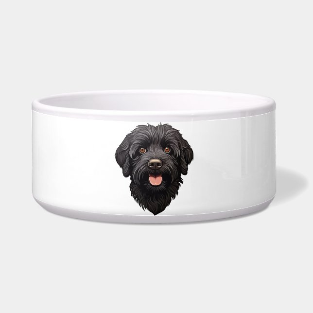 Labradoodle Zwarte Hond Voerbakje (Voorkant)
