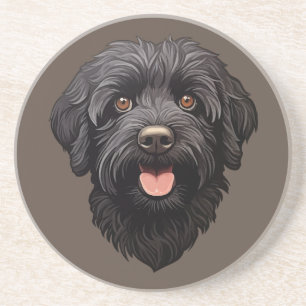 Labradoodle Zwarte Hond Zandsteen Onderzetter
