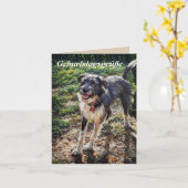 LabradoodleSmall, 4" x 5,6" gevouwen Wenskaart Kaart (Gele Bloem)