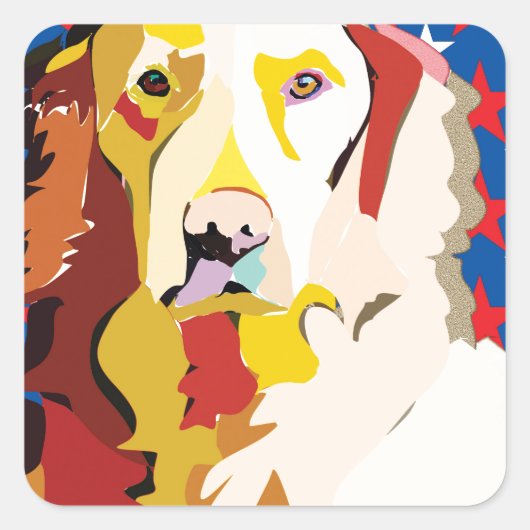 labrador3 vierkante sticker (Voorkant)