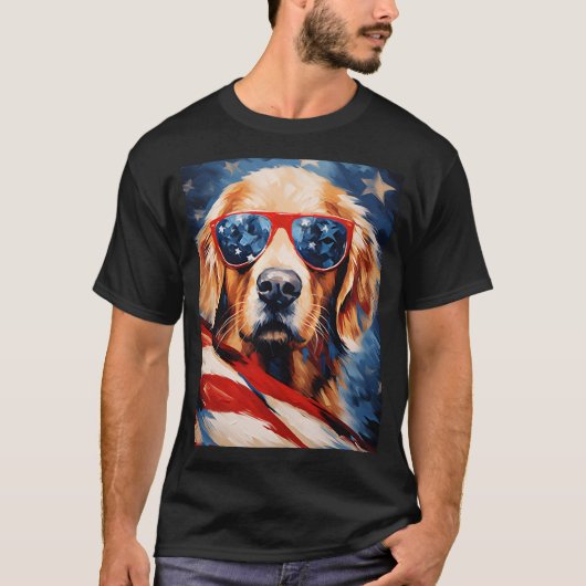 Labrador 4 juli Amerikaanse vlag T-shirt (Voorkant)
