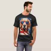 Labrador 4 juli Amerikaanse vlag T-shirt (Voorkant volledig)