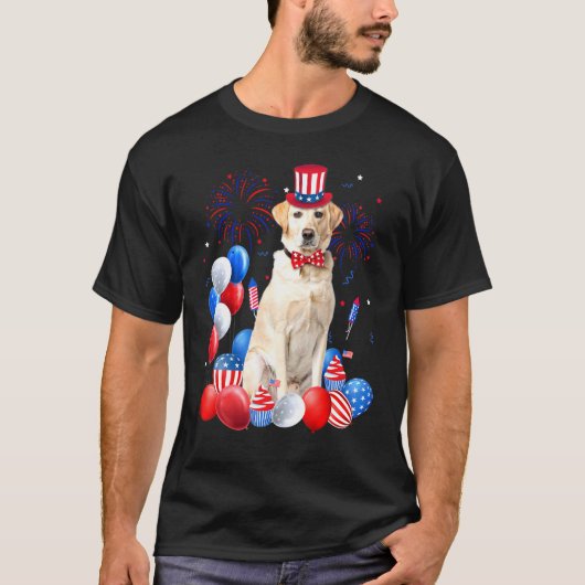 Labrador 4 juli ballonnen Amerikaanse vlag Dog T-shirt (Voorkant)