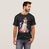 Labrador 4 juli ballonnen Amerikaanse vlag Dog T-shirt (Voorkant volledig)