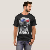 Labrador 4th of July Merica Zonnebril USA T-shirt (Voorkant volledig)