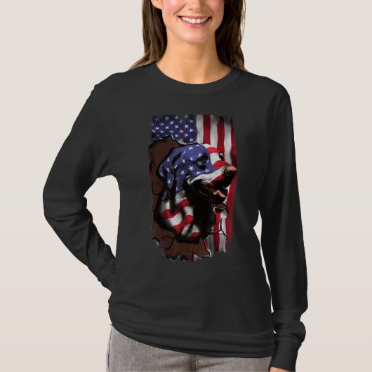 Labrador American Flag Dog 4 juli T-shirt (Voorkant)