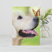 Labrador And Butterfly Throw Pillow Bedankkaart (Staand voorkant)