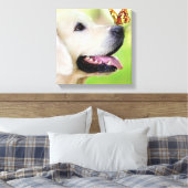 Labrador And Butterfly Throw Pillow Canvas Afdruk (Insitu (Slaapkamer))