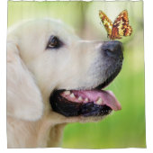 Labrador And Butterfly Throw Pillow Douchegordijn (Voorkant)