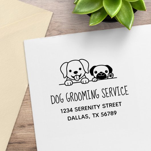 Labrador and Pug Dog Grooming Service Address Rubberstempel