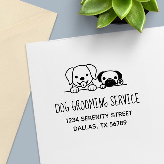 Labrador and Pug Dog Grooming Service Address Zelfinktende Stempel