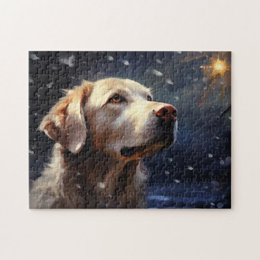 Labrador bij nacht legpuzzel (Horizontaal)