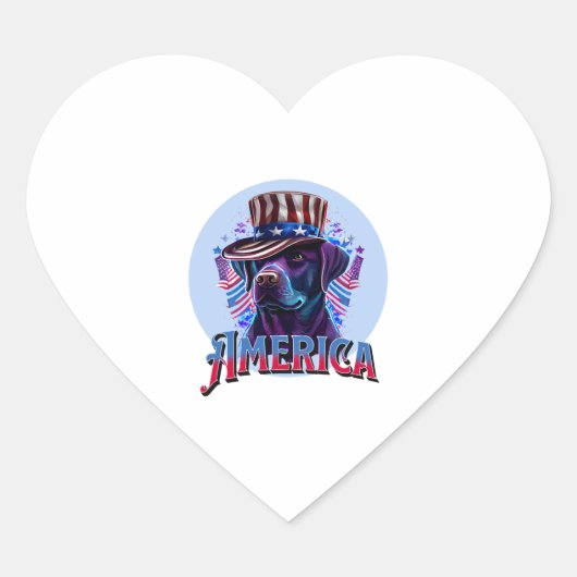 Labrador - Black Lab 4th van juli ontwerp Hart Sticker (Voorkant)