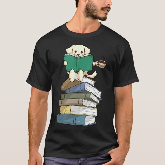 Labrador Boeken Koffie Geel Lab Hond Lezen T-shirt (Voorkant)