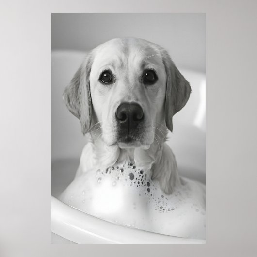 Labrador Bubbelbad Print, Grappige Honden Badkamer Poster (Voorkant)