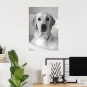 Labrador Bubbelbad Print, Grappige Honden Badkamer Poster (Thuiskantoor)