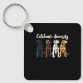 Labrador Celebrate Diversity Funny Lab Dog Sleutelhanger (Voorkant)