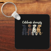 Labrador Celebrate Diversity Funny Lab Dog Sleutelhanger (Voorkant)