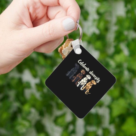 Labrador Celebrate Diversity Funny Lab Dog Sleutelhanger (Hand)