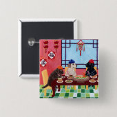 Labrador Chinese Restaurant Vierkante Button 5,1 Cm (Voorkant /achterkant)