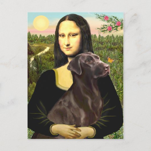 Labrador (Chocolade) - Mona Lisa Briefkaart (Voorkant)