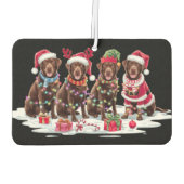 Labrador chocolade Santa hat gewei elf Kerstmis Luchtverfrisser (Achterkant)