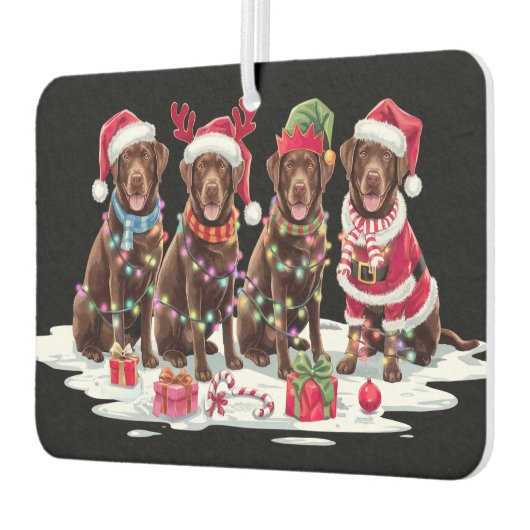 Labrador chocolade Santa hat gewei elf Kerstmis Luchtverfrisser (Links)