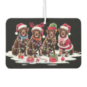 Labrador chocolade Santa hat gewei elf Kerstmis Luchtverfrisser (Voorkant)