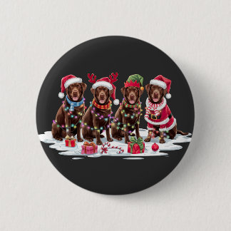 Labrador chocolade Santa hat gewei elf Kerstmis Ronde Button 5,7 Cm