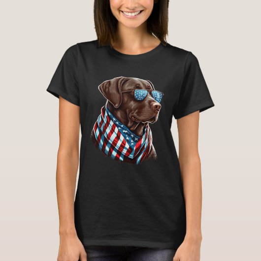 Labrador Chocolate Patriotic USA Proud T-shirt (Voorkant)