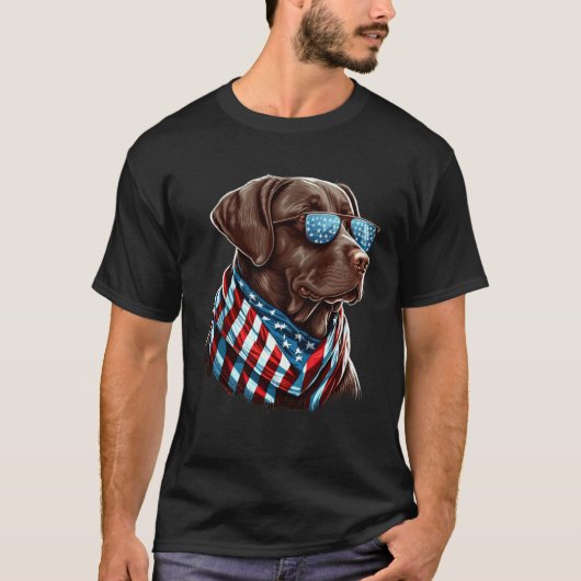 Labrador Chocolate Patriotic USA Proud T-shirt (Voorkant)