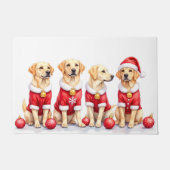 Labrador Christmas Dress Santa Hat Deurmat (Voorkant)