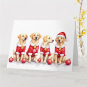 Labrador Christmas Dress Santa Hat Kaart (Gele Bloem)