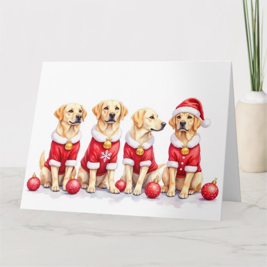 Labrador Christmas Dress Santa Hat Kaart (Voorkant)