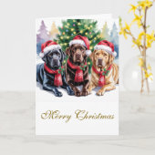 Labrador Christmas Greeting Card Kaart (Gele Bloem)