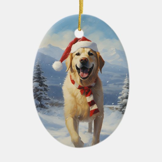 Labrador Christmas Keramisch Ornament (Voorkant)