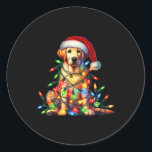 Labrador Christmas Lights Santa Hat Hondenliefhebb Ronde Sticker<br><div class="desc">Labrador Christmas Lights Santa Hat Hondenliefhebber</div>