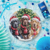 Labrador Christmas Paper Plate Papieren Bordje (Feest)