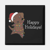 Labrador Christmas Snow Winter Animals Dogs Magneet (Voorkant)