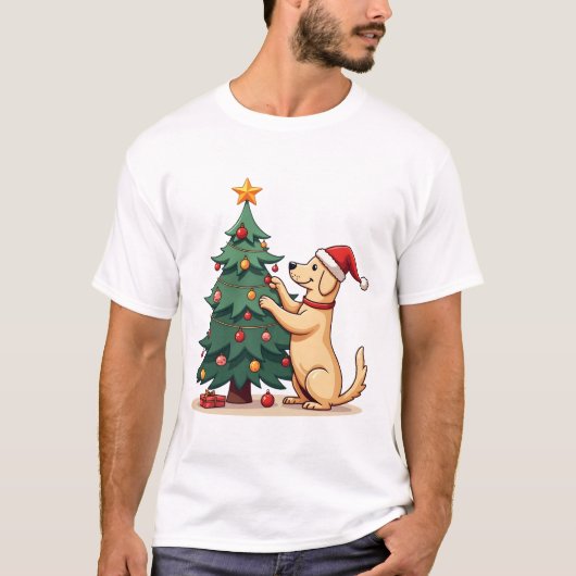 Labrador Christmas Tree Helper T-shirt (Voorkant)