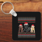 Labrador Christmas Ugly Black Lab Chocolate Labrad Sleutelhanger (Voorkant)